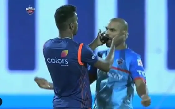 IPL12: जब कोटला के मैदान पर 'ब्रोमांस' करते नजर आए शिखर धवन और हार्दिक पांड्या