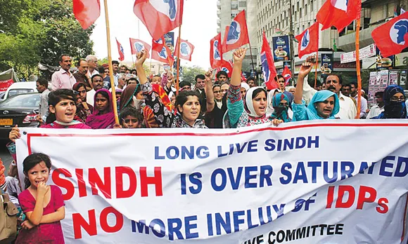 कराची:  पाकिस्तान आर्मी के खिलाफ प्रदर्शन करते सिंधी