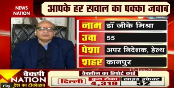 Corona Vaccine : हमने कानपुर नगर में 737 लोगों को टीका लगाया है।- डॉ जीके मिश्रा, अपर निदेशक, हेल्थ
