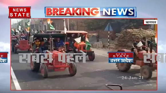 बागपत: ट्रैक्टर परेड के लिए दिल्ली निकला पहला जत्था,नेशनल हाइवे पर लगी लंबी कतार