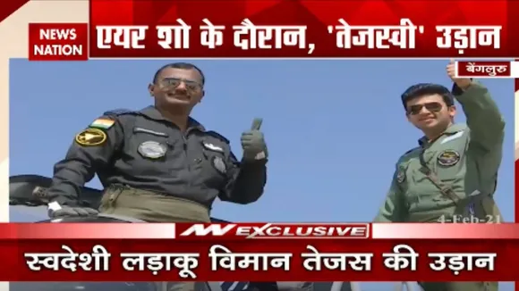 एयर शो के दौरान, 'तेजस्वी' उड़ान