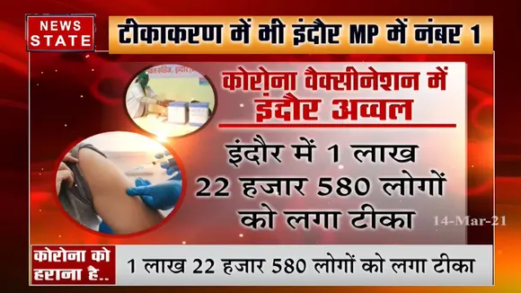 कोरोना वैक्सीनेशन में इंदौर जिला अव्वल, 1 लाख 22 हजार 580 लोगों को लगा टीका