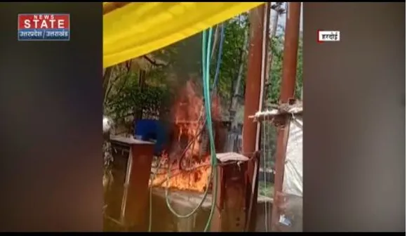 Uttar Pradesh News : हरदोई में ट्रांसफार्मर में लगी भीषण आग