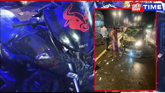 Guwahati: Bike-Wagon R Crash on Shradhanjali Flyover Leaves Biker Critical