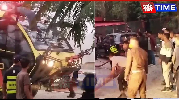 Quick Action Prevents Major Incident as Vehicle Catches Fire at LGBI Airport