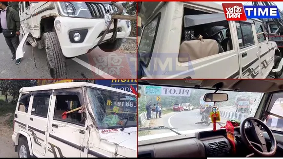 Assam: Police Vehicle in CM Sarma’s Convoy Meets with Accident