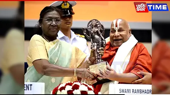 President Murmu Honours Rambhadracharya and Gulzar with 58th Jnanpith Award