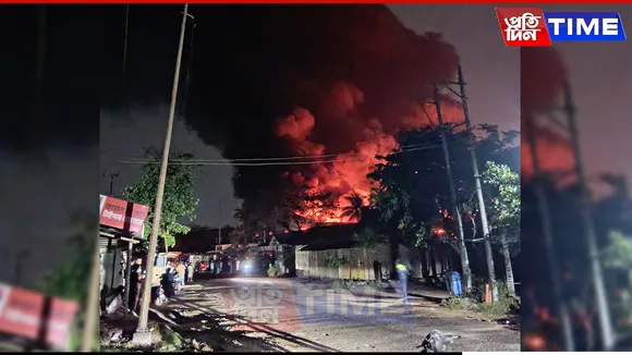 Massive Blaze Guts Warehouse Near Deepor Beel in Guwahati