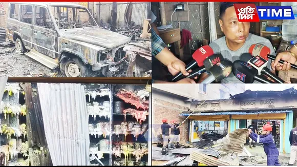 Guwahati: Massive Fire Guts Five Shops in Odalbakra; Vehicle Destroyed