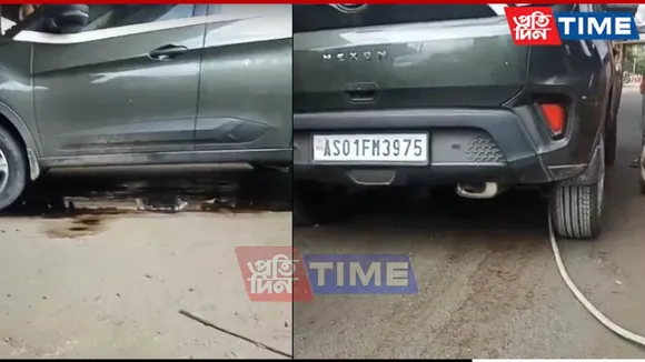 Rod from Under-Construction Flyover Pierces Car’s Fuel Tank in Guwahati