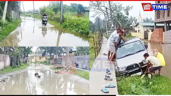 North Guwahati Road Stays Flooded Year-Round, Locals in Distress