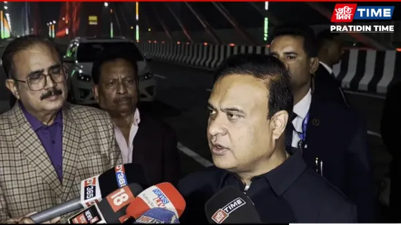Assam Chief Minister Himanta Biswa Sarma inspected the Kumar Bhaskar Varma Setu in Guwahati