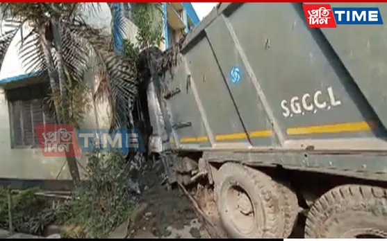 Guwahati: Speeding Dumper Ends Up Inside Sarva Siksha Abhijan Office