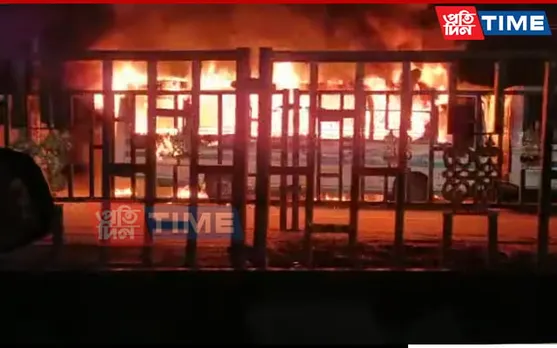 Guwahati: Bus Bursts Into Flames At Adabari