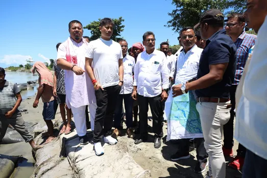 Assam Minister Pijush Hazarika Visits Dibrugarh To Inspect Erosion 
