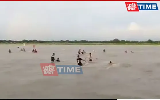 Assam: Several Rescued as Water Level Rises in Gabharu River During Idol Immersion