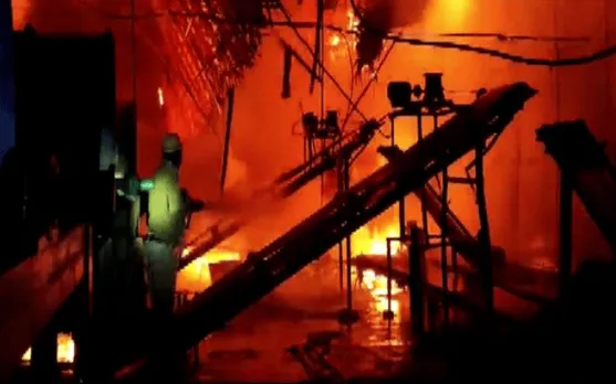 Massive Fire Engulfs Factory At West Bengal's Naxalbari