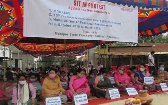 Manipur: Panchayat Parishad Protest Demanding Release Of MGNREGA Funds