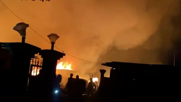 Massive Fire Breaks Out in Guwahati’s Hatigaon, Dousing Operation Underway