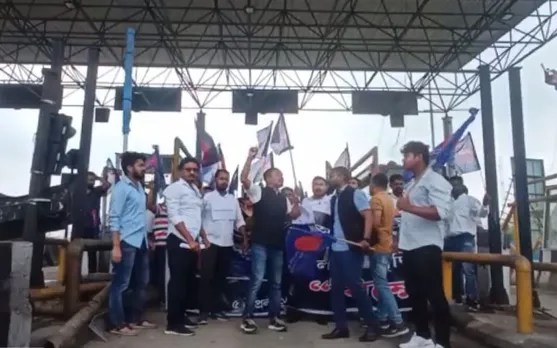 AJP Stages Protest against Toll Gate Tax Hike in Assam’s Nagaon