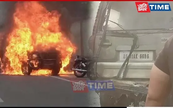 Miraculous Escape For Family After Their Scorpio Catches Fire In Dibrugarh Town