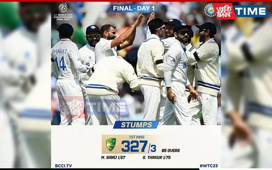 Stumps on Opening Day of WTC 2023 Final, Australia ended Day 1 at 327/3