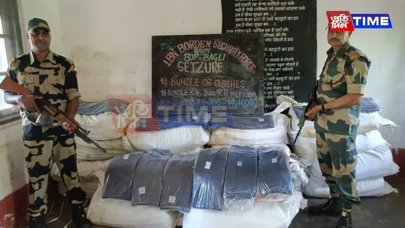 BSF Meghalaya Seized Huge Quantity of Clothing Items on International Border