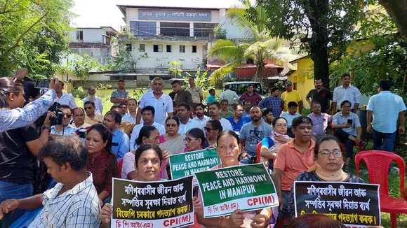 United Opposition Forum Stages Dharna Demanding Action on Manipur Riots