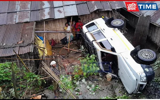 Assam: Dwellers Have Narrow Escape After Car Crashes Into House