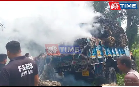 Jute-Laden Truck Catches Fire in Nagaon’s Kaliabor