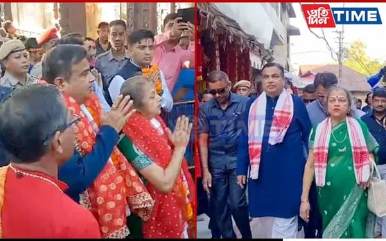 Nitin Gadkari Arrives in Guwahati, Offers Prayers at Kamakhya Temple