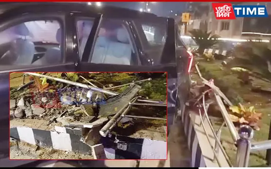 Drunk Driver Crashes Into Assam Map Structure Atop Shraddhanjali Flyover