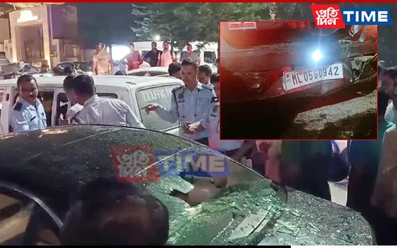 BREAKING: Speeding Car Collides With 3 Vehicles, Shop in Guwahati's Ganeshguri