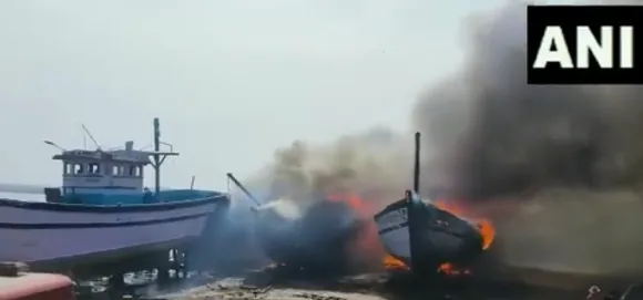 Major Fire Guts 8 Fishing Boats In Karnataka's Udupi