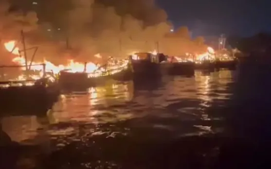 Massive Fire At Vishakhapatnam Fishing Harbour Guts 40 Boats