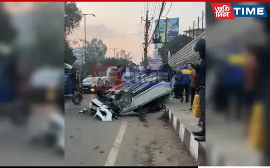 Guwahati: Car Turns Turtle At Sundarpur, Passengers Safe