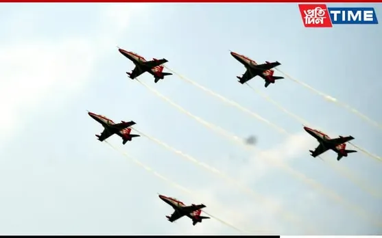 Assam: IAF's Surya Kiran Aerobatic Team Paints Jorhat Skies Red
