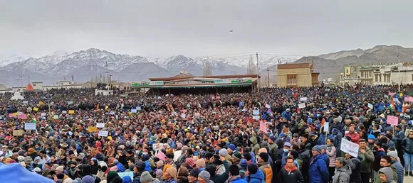 Massive Protests Across Ladakh as Residents Demand Statehood