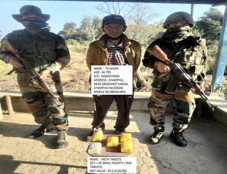 Assam Rifles Seize Methamphetamine Worth Rs 2.25 Cr in Mizoram