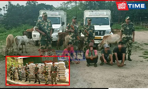 BSF M’laya Thwarts Cattle & Sugar Smuggling Attempts, Apprehends 4 on Int’l Border