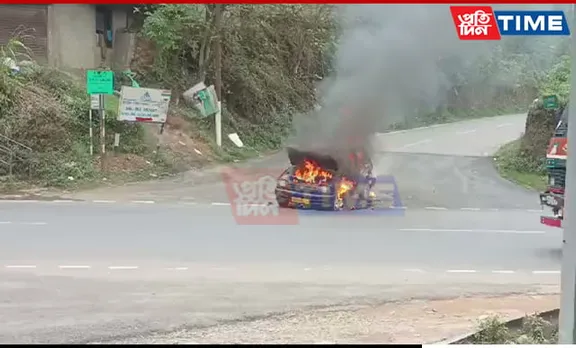 Vehicle Fire Reported at Umroi Airport Junction: No Casualties Reported
