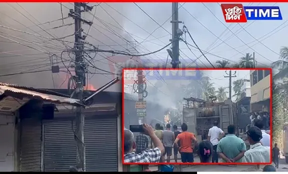 Massive Fire Breaks Out in Guwahati Near Bagheswari Temple