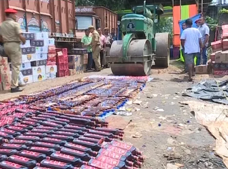 Excise department and BIEO destroys lakhs of illegal liquor bottles in Guwahati
