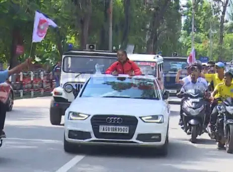 Hima sets foot in Guwahati, CM receives at airport