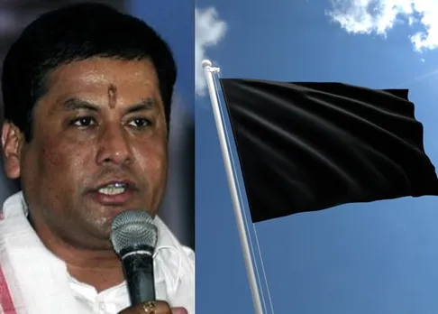 Again Black Flags Waved At CM Sonowal