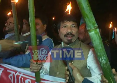 Ahead of Modi’s visit AGP Takes Out Torchlight Rally
