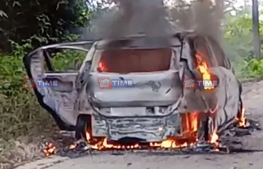 Vehicle catches fire in Dibrugarh