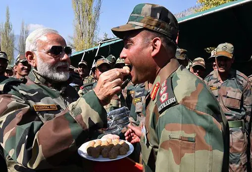 PM Modi  celebrates Diwali with Army jawans in Rajouri