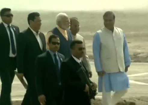 PM Narendra Modi arrives at Kokrajhar