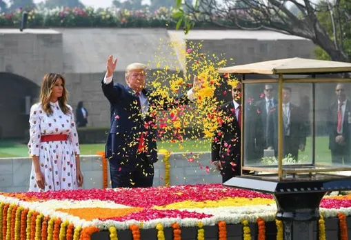 US Prez Trump pays tribute to Mahatma Gandhi at Rajghat